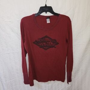 Harley-Davidson Red Fitted Long Sleeve T-Shirt